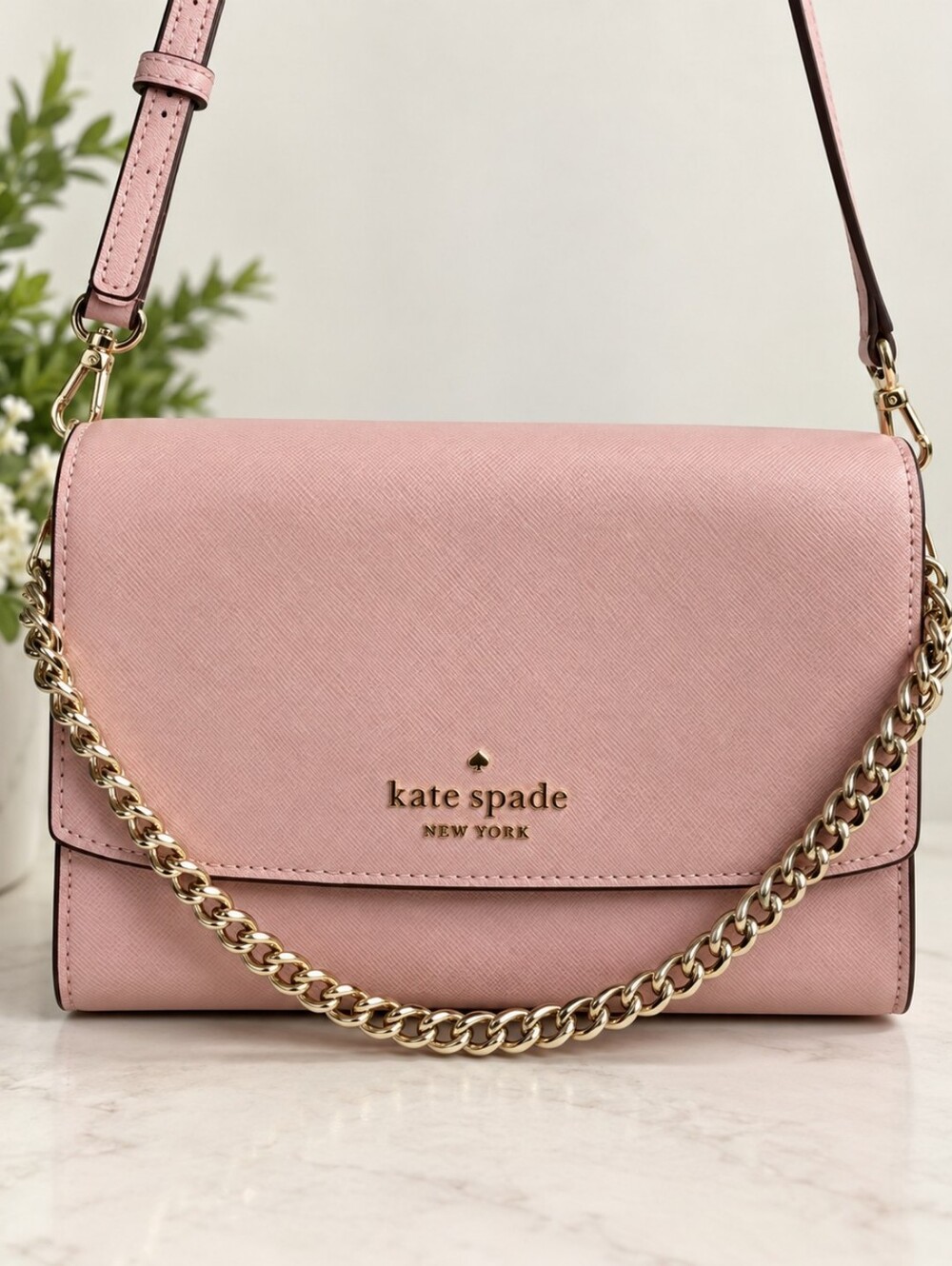 Kate Spade Pink Saffiano Leather Convertible Crossbody Bag NWOT